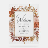 Terracotta Floral Frame Wedding Welcome Acryl Bord (Voorkant)