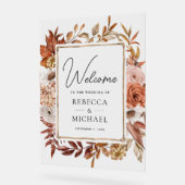 Terracotta Floral Frame Wedding Welcome Acryl Bord (Hoek)