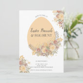 Terracotta floral gold easter brunch egg hunter kaart (Staand voorkant)