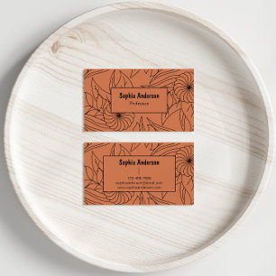 Terracotta Floral Line Art Carte de visite