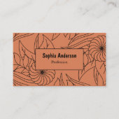 Terracotta Floral Line Art Carte de visite (Devant)