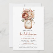 Terracotta Floral Mason Jar Foto Vrijgezellenfeest Kaart (Voorkant)