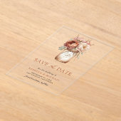 Terracotta Floral Mason Jar Wedding Save the Date Acryl Uitnodigingen (Laagn)