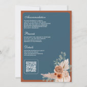 Terracotta Floral Pampas Dusty Blue Wedding Kaart (Achterkant)