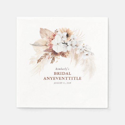 Terracotta Floral Pampas grass Any Event Servet (Voorkant)