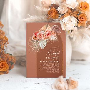 Terracotta Floral Pampas Grass Boho Vrijgezellenfe Kaart