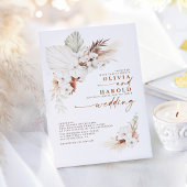 Terracotta Floral Pampas Grass Orchids Wedding Kaart