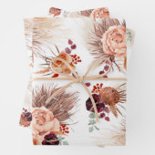 Terracotta Floral Pampas Grass Pattern Elegant Inpakpapier Vel (In situ)