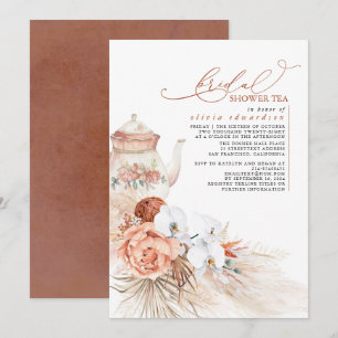 Terracotta Floral Pampas Grass Vrijgezellenfeest T Kaart