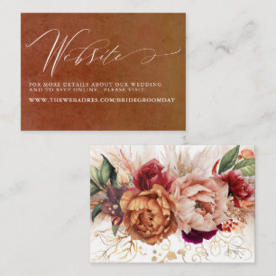 Terracotta Floral Pampas Grass Wedding Website Visitekaartje