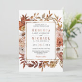 Terracotta Floral Photo Collage QR Code Weddenscha Kaart (Staand voorkant)