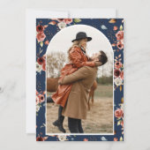 Terracotta Floral Photo Navy Blue Wedding Save The Date (Achterkant)