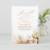 Terracotta Floral Pumpkins Herfst Elegant Wedding Kaart (Staand voorkant)