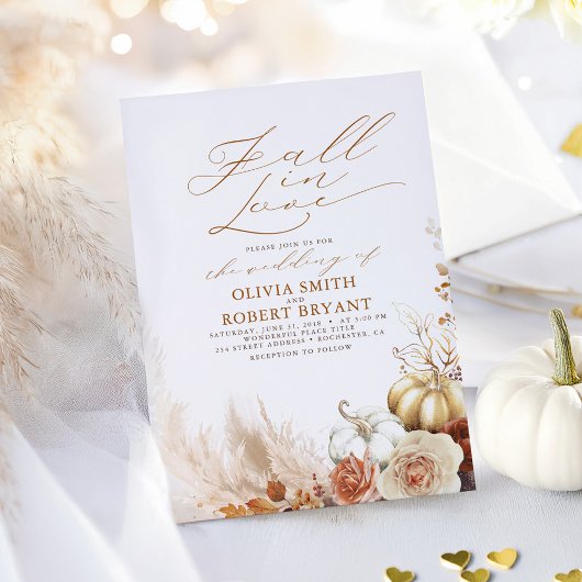 Terracotta Floral Pumpkins Herfst Elegant Wedding Kaart