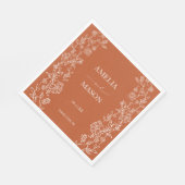 Terracotta Floral Rustic Paper Wedding Servet (Hoek)