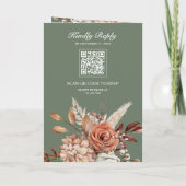 Terracotta Floral Sage Green QR Code Wedding (Achterkant)