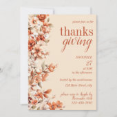 Terracotta Floral Thanksgiving Dinner Invitation (Devant)