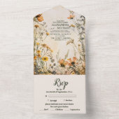 Terracotta Floral Wedding All In One Uitnodiging (Binnen)