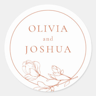 Terracotta Floral Wedding Classic Round Sticker
