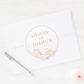 Terracotta Floral Wedding Classic Round Sticker (Envelop)