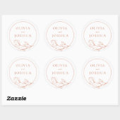Terracotta Floral Wedding Classic Round Sticker (Vel)