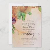 Terracotta Floral Wedding Invitation Kaart (Voorkant)