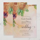 Terracotta Floral Wedding Invitation Kaart (Voorkant / Achterkant)