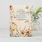 Terracotta Floral Wedding Kaart (Staand voorkant)