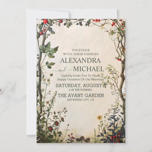 Terracotta Floral Wedding Kaart (Voorkant)