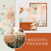 Terracotta Floral Wedding Programme