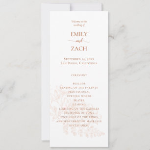 Terracotta Floral Wedding Programme