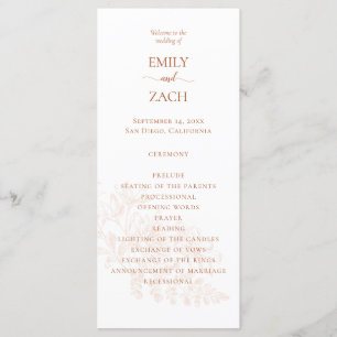 Terracotta Floral Wedding Programme
