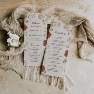 Terracotta Floral Wedding Programme Modèle