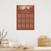 Terracotta Floral Wedding Seating Chart Poster (Keuken)