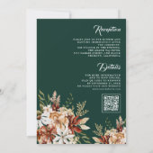 Terracotta Floral Wildflower Emerald Wedding Kaart (Achterkant)