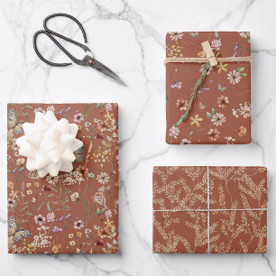 Terracotta Floral Wrapping Paper