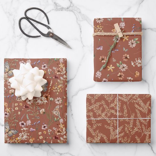 Terracotta Floral Wrapping Paper