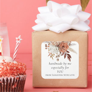 Terracotta Florals Handgemaakt speciaal voor jou Vierkante Sticker