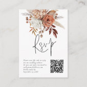 Terracotta Florals QR Code Mariage Carte RSVP (Devant)