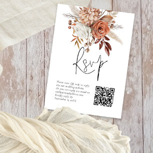 Terracotta Florals QR Code Mariage Carte RSVP
