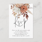Terracotta Florals QR Code Mariage Carte RSVP (Devant)