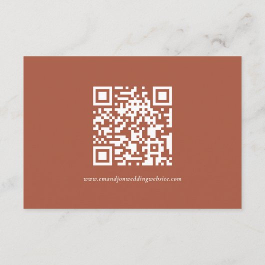 Terracotta Florals QR Code Roest Bruiloft Details Informatiekaartje (Achterkant)