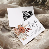 Terracotta Florals Script QR Code Mariage RSVP