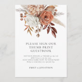 Terracotta Florals Thumbprint Gastenboek signcard Kaart (Voorkant)