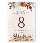 Terracotta Flowers Boho Fall Wedding Table Number Kaart (Achterkant)