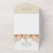 Terracotta Flowers Boho Pampas Grass Wedding All In One Uitnodiging (Buitenkant)