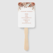 Terracotta Flowers Pampas Wedding Programme Handwaaier (Achterkant)