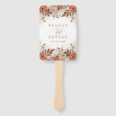 Terracotta Flowers Pampas Wedding Programme Handwaaier (Voorkant)
