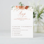 Terracotta Flowers Wedding RSVP Kaartje (Staand voorkant)