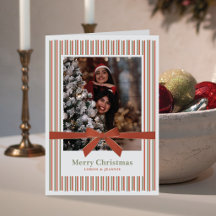 Terracotta Fluwelen Strik Gestreepte Foto Kerstmis